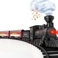 Cheap 🤩 Train Set - Train Toy For Boys 👧 Girls W/ Smokes, Lights & Sound, Railway Kits W/ Steam Locomotive Engine, Cargo Cars & Tracks, 🎁 Christmas Gifts For 3 4 5 6 7 8+ Year Old Kids Red 😍 -Slot Cars toys Sales Shop 41NSyApff0L. AC