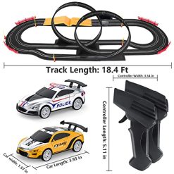 Best Sale 🔔 Electric High-Speed Slot Car Race Car Track Sets With 2 1:43 Scale Slot Cars And 2 Hand Controllers With Headlights And Dual Racing, Toys Gifts For 6 7 8 9 10 11 12 Boys Girl 😉 -Slot Cars toys Sales Shop 512AGEFR1pL