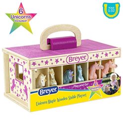 Top 10 😉 Horses Unicorn Magic Wooden Stable Playset With 6 Unicorns | 6 Piece Playset | 6 Stablemates Unicorns Included | 6” H X 9” L X 2.5” D | 1:32 Scale | Model #59218, Multicolo ✔️ -Slot Cars toys Sales Shop 51AyefRkePL