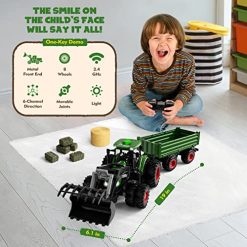 Top 10 🎉 Remote Control Tractor Toy, Kids RC Tractor Set & Truck And Trailer Front Loader - Metal Car Head/8 Wheel/ Light, Toddlers Farm Vehicle Toys For 2 3 4 5 6 7 8 9 Year Old Boys 🔔 Christmas 🎂 Birthday Gif 😉 -Slot Cars toys Sales Shop 51D4knaTiHL