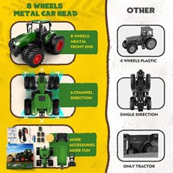 Top 10 🎉 Remote Control Tractor Toy, Kids RC Tractor Set & Truck And Trailer Front Loader - Metal Car Head/8 Wheel/ Light, Toddlers Farm Vehicle Toys For 2 3 4 5 6 7 8 9 Year Old Boys 🔔 Christmas 🎂 Birthday Gif 😉 -Slot Cars toys Sales Shop 51IpQNQKJ3L