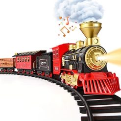Cheap 🤩 Train Set - Train Toy For Boys 👧 Girls W/ Smokes, Lights & Sound, Railway Kits W/ Steam Locomotive Engine, Cargo Cars & Tracks, 🎁 Christmas Gifts For 3 4 5 6 7 8+ Year Old Kids Red 😍 -Slot Cars toys Sales Shop 51K7X74Yy3L. AC