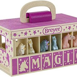 Top 10 😉 Horses Unicorn Magic Wooden Stable Playset With 6 Unicorns | 6 Piece Playset | 6 Stablemates Unicorns Included | 6” H X 9” L X 2.5” D | 1:32 Scale | Model #59218, Multicolo ✔️ -Slot Cars toys Sales Shop 51iWDOlMsAL. AC
