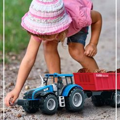 Coupon 🧨 Friction Powered Farm Tractor Vehicles, 16.5" Includes Farmer Tractor Water Tank And Log Trailer, Push & Go No Batteries Needed (3pc Set) 🌟 -Slot Cars toys Sales Shop 51rErG99XdL
